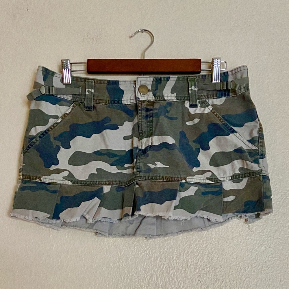 Camo Micro Mini Skirt, 100% Cotton, Y2K
